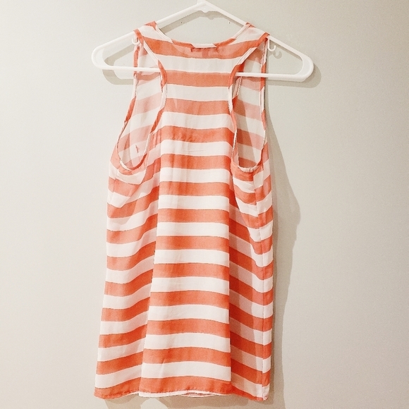 The Arte by Zenana Striped Sheer Flowy Tank Top - Picture 6 of 7